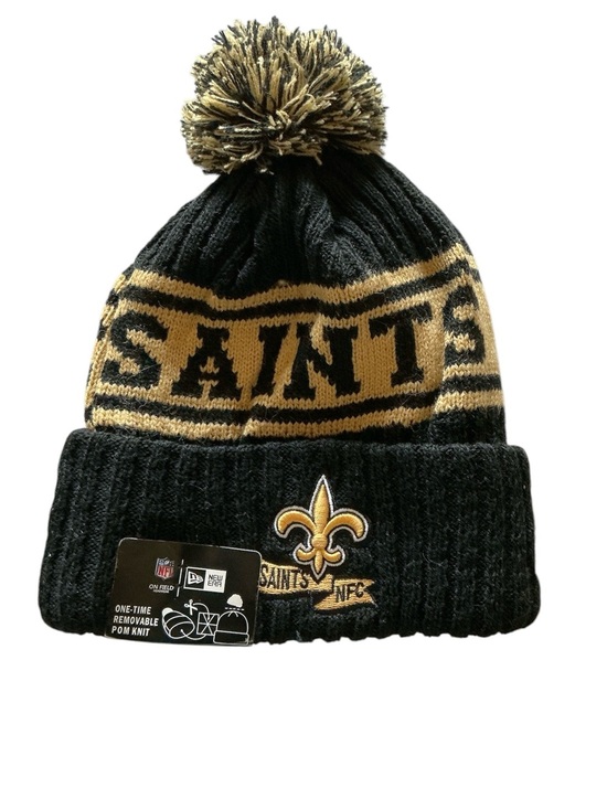 NFL Accessories - 🏈 New Orleans Saints Black & Gold Pom Beanie - Official NFL Knit Hat
